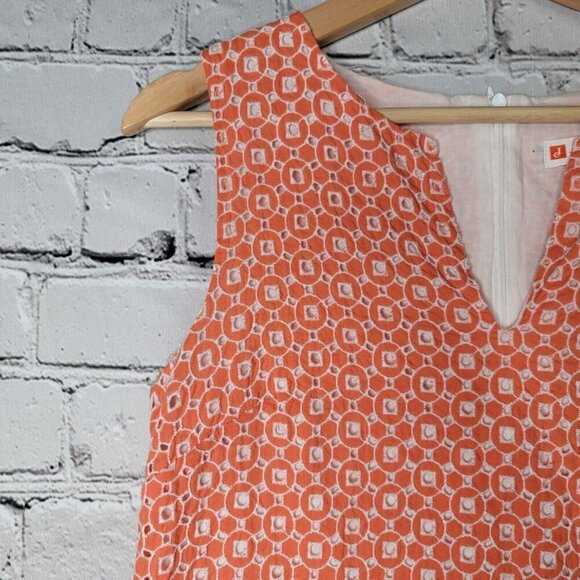 Jude Connally 100% Cotton Orange White Geometric Sleeveless Dress Size S - Picture 4 of 12